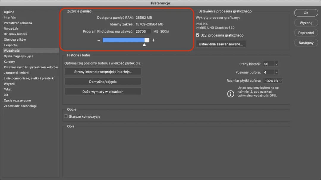 Photoshop: Dysk magazynujący pełny? Szybka zmiana ustawień